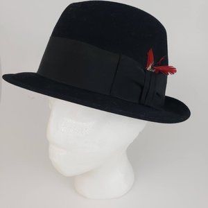 John Stetson Royal Black Feather 6 7/8 Hat Fedora